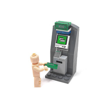 维乐斯兼容MOC小颗粒积木玩具ATM美金配件提款机城市街景场景摆件