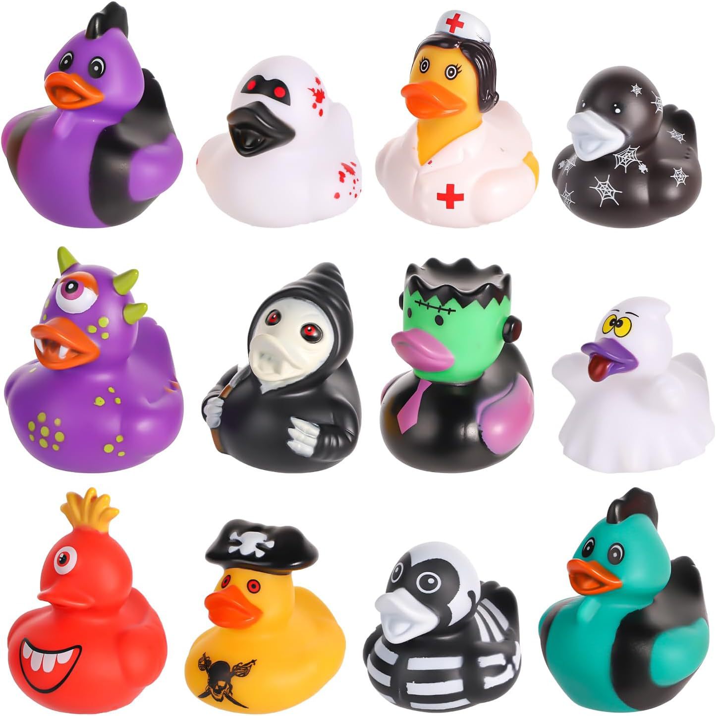 12 piezas de juguetes de patos de Halloween divertidos juguetes de baño de patos temáticos de Halloween fiesta de colores lindos