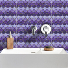 CZ-DZ501紫色魚鱗形狀瓷磚翻新貼廚房浴室宿舍牆面地面裝飾牆貼紙