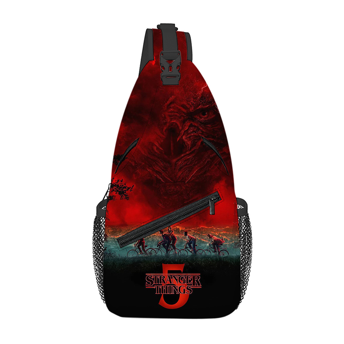Stranger Things 5 Student Small Full-Print Cartoon Chest Bag Casual Versatile Crossbody Bag