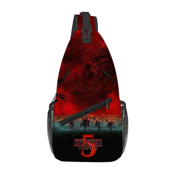 Stranger Things 5 Student Small Full-Print Cartoon Chest Bag Casual Versatile Crossbody Bag