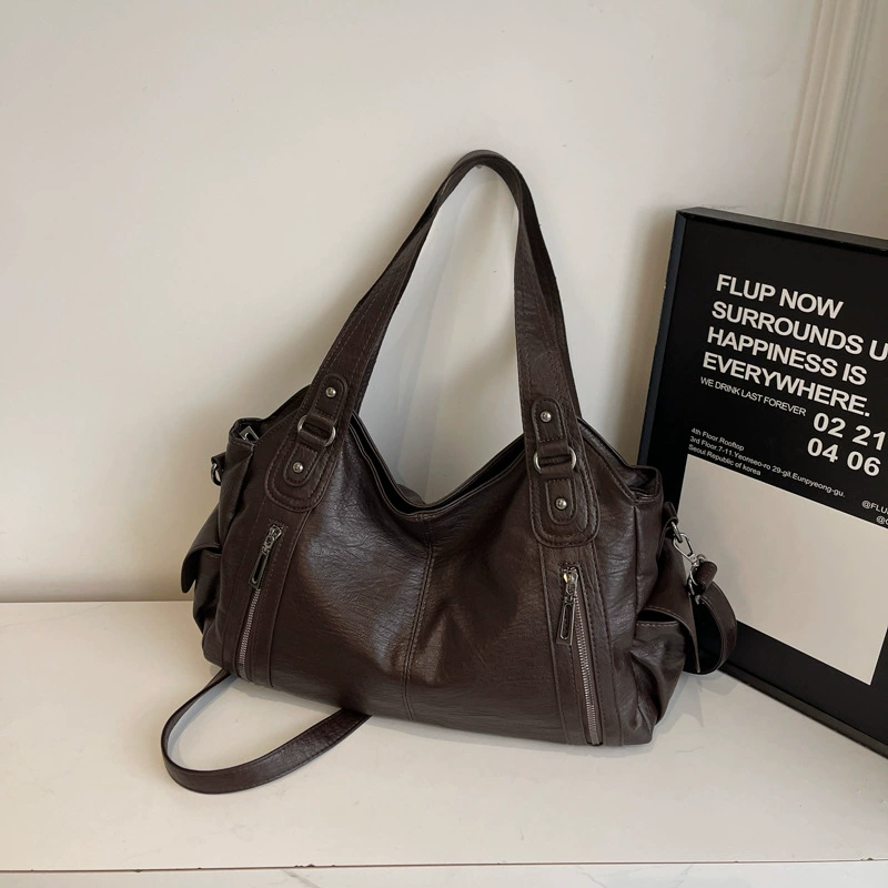 (Cross-border trading), retro capacious handheld one-shoulder bag, genuine leather
