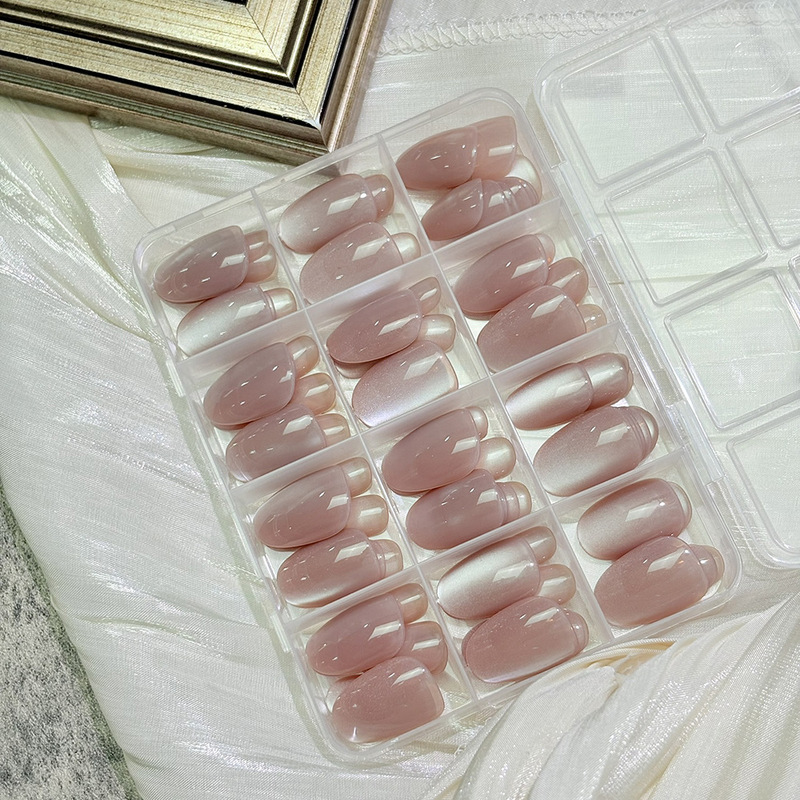 Nail Art Nail Tips 144 Pieces Boxed Cat-Eye Short Oval Nail Tips Full Cover Nail Tips Removable Wearable Nails Nail Art Nail Tips 144 Pieces Boxed Cat-Eye Short Oval Nail Tips Full Cover Nail Tips Removable Wearable Nails
