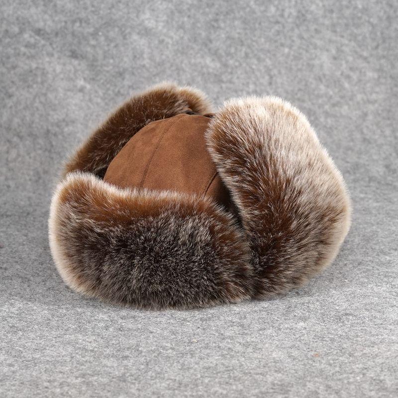 Russian Mongolian sheepskin winter Northeast Lei Feng snow imitation fox straw hat, father middle-aged and elderly ear_voghion.com