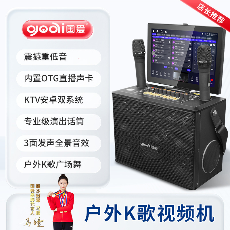 Guoai K17 Touch Screen Karaoke Machine Speaker Home Karaoke System Adjustable Music Score Machine Audio Large Screen