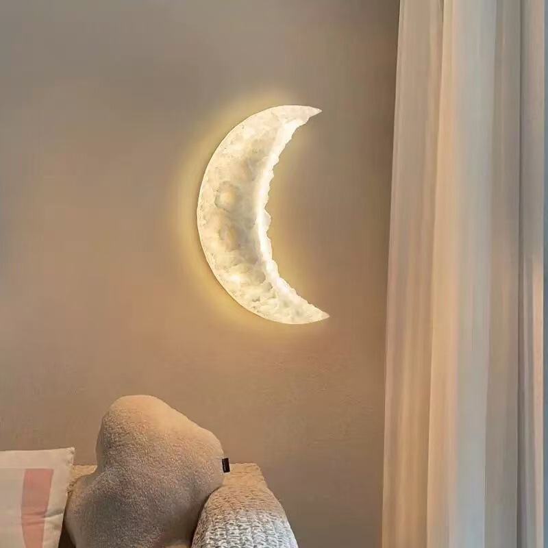 Simple Moon Shape Creative Wall Lamp Atmosphere Deck Modern Simple Room Bedside Lamp Corridor Entrance Wall Mural Decoration