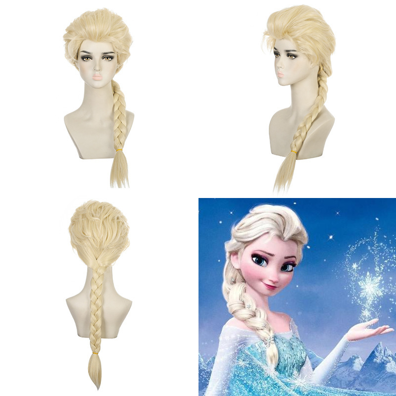 Frozen Elsa Princess Elsa Halloween Queen Elsa Beige Braid Wig Set Cross-Border Exclusive Supply
