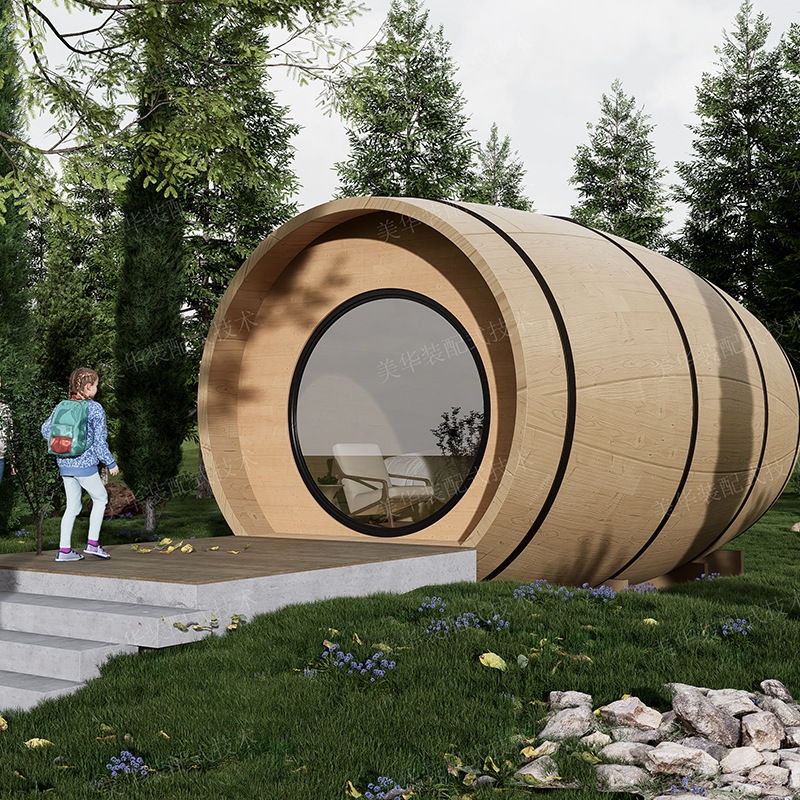 Casa de madera de barril al aire libre estilo cápsula espacial villa B & B camping al aire libre celebridad de Internet registro casa de madera