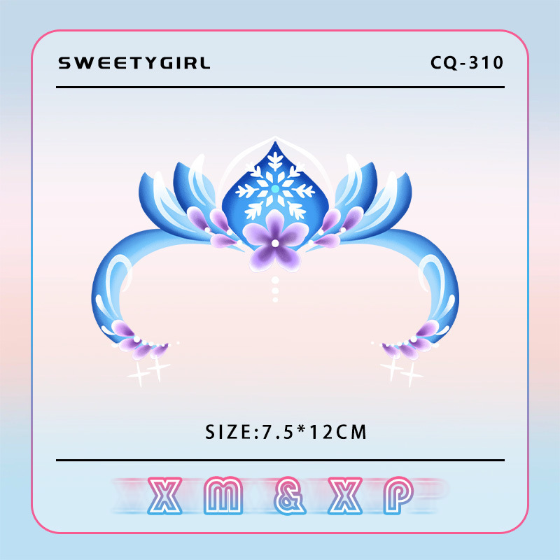 Ice and Snow Flower Tattoos. Blue and Purple Snowflakes and Flowers Intertwined to Create a Fresh Fairy Tale Temporary Tattoo~