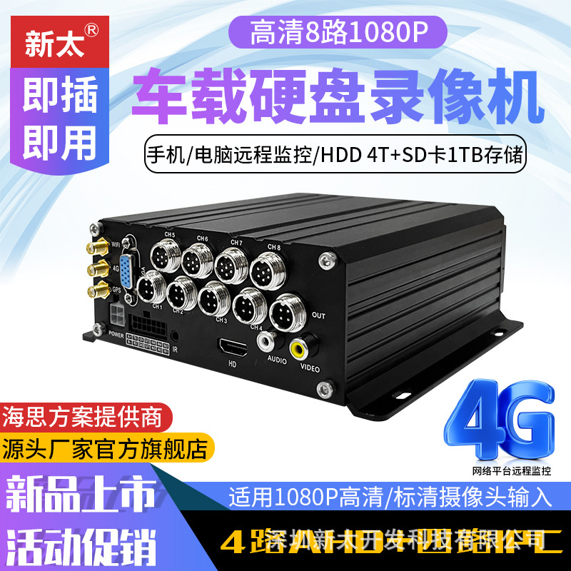 8路车载录像机4G远程平台公交货车监控IPC摄像头AHD高清MDVR录像