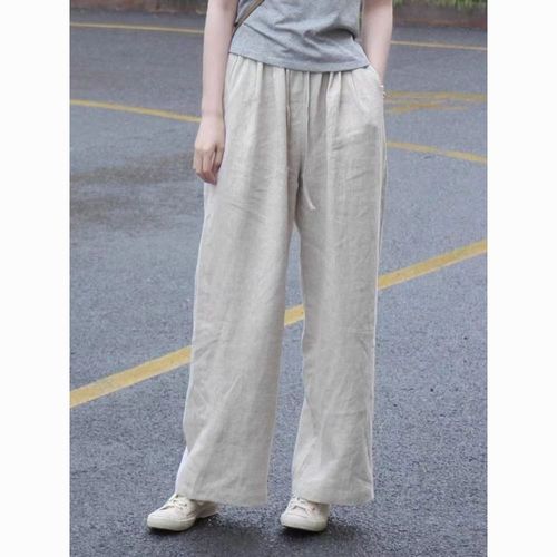 Chinese Style Linen Pants for Men and Women - Summer Thin Cotton-Linen Wide Leg Pants, Chinese Retro Men's Pants - Plus Size Loose Straight Leg Pants