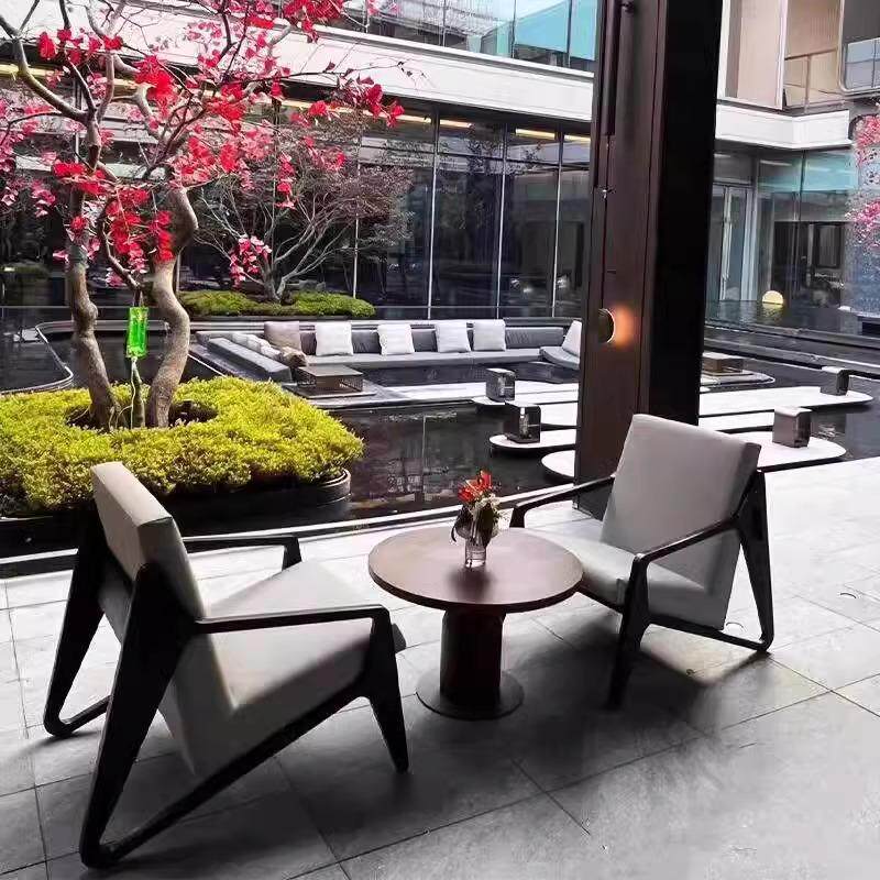 Diseñador de sofá de madera maciza al aire libre, sofá de madera maciza, sala de ocio del hotel, sala de club, sala de jardín