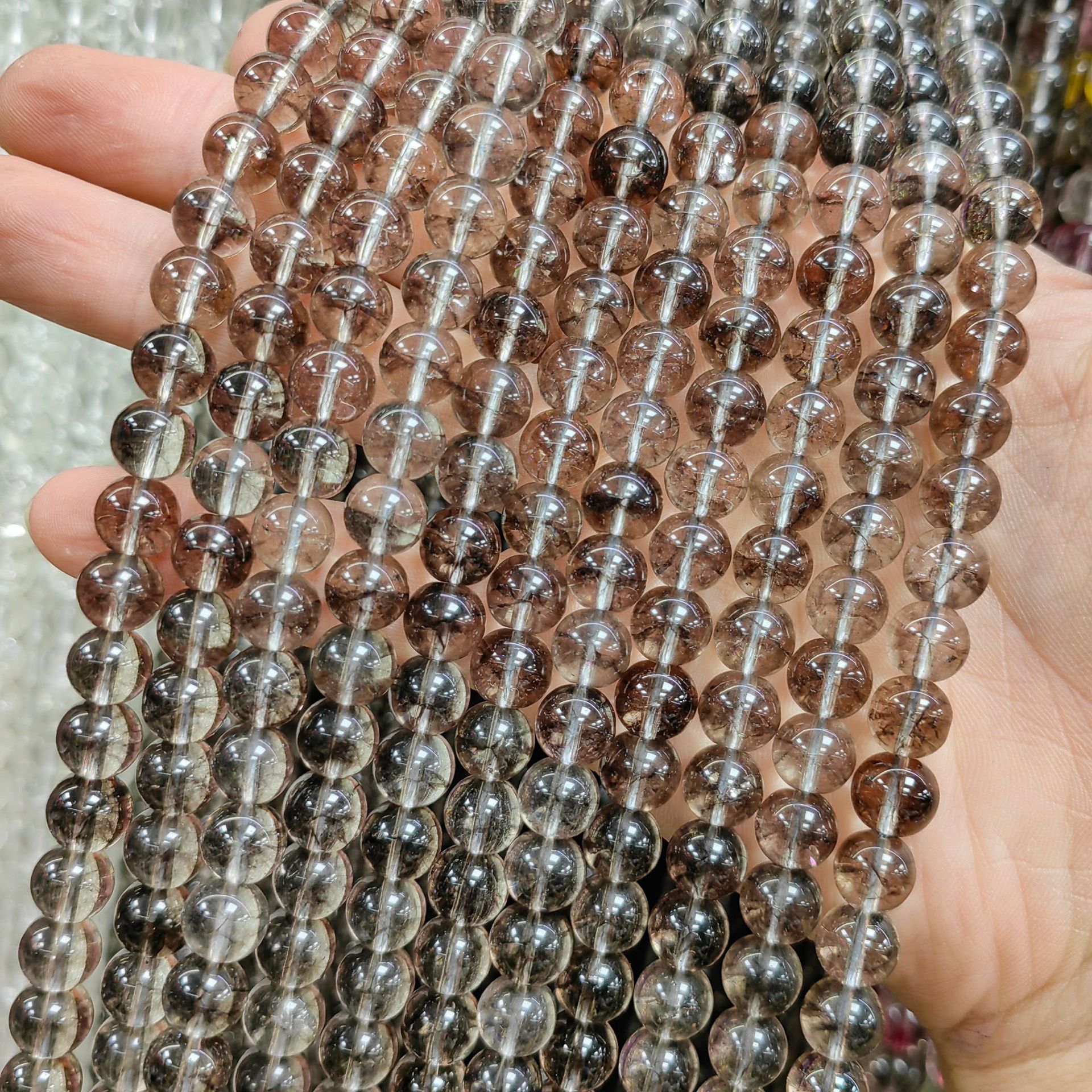 Vidrio de alta imitación cristal fantasma multicolor cuentas dispersas semiacabadas accesorios de joyería DIY cuentas hechas a mano al por mayor