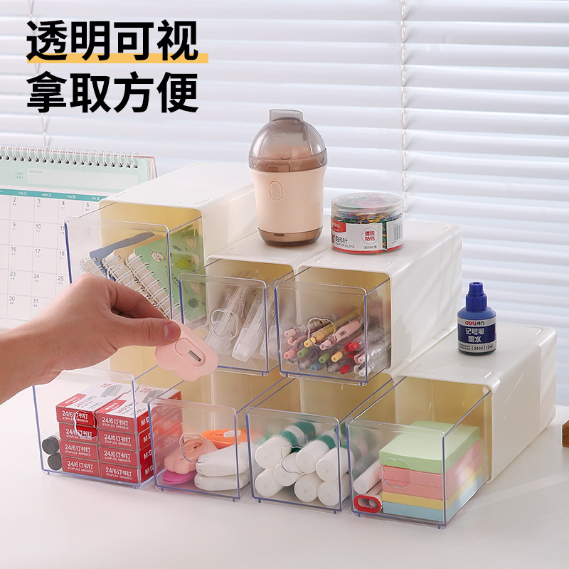 Caja de almacenamiento de escritorio tipo cajón de bolígrafo de gran capacidad escritorio de estudiantes combinación libre caja de almacenamiento de cosméticos