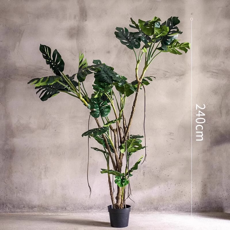 龟背竹仿真绿植高端轻奢客厅装饰摆件大型仿生植物沙发边落地盆栽|undefined