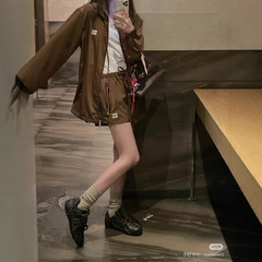 Mm家25ss春夏新作チョコレート日焼け止め服スポーツ風フード付きショートコートショートパンツ