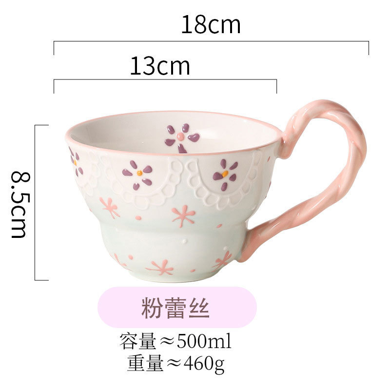 大容量早餐杯创意手绘陶瓷杯子家用喝水杯高颜值可爱牛奶燕麦杯子|undefined