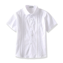 2023夏季女童蕾丝短袖衬衫 纯棉衬衣中小学生校服衬衫