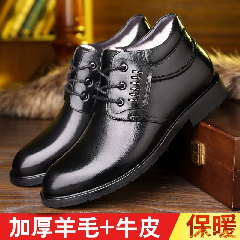 2022 зимняя деловая мужская обувь шерстяная утолщение теплая высокая банда кожаная шнуровка плюс бархатная обувь повседневная повседневная обувь
