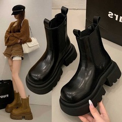 欧洲站马丁靴女英伦风2025年秋冬新款厚底短靴一脚蹬切尔西烟筒靴