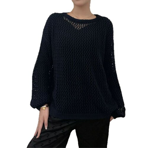 Leisure women's hollow knit sun shirt, loose, unique, draping, hollow cover top