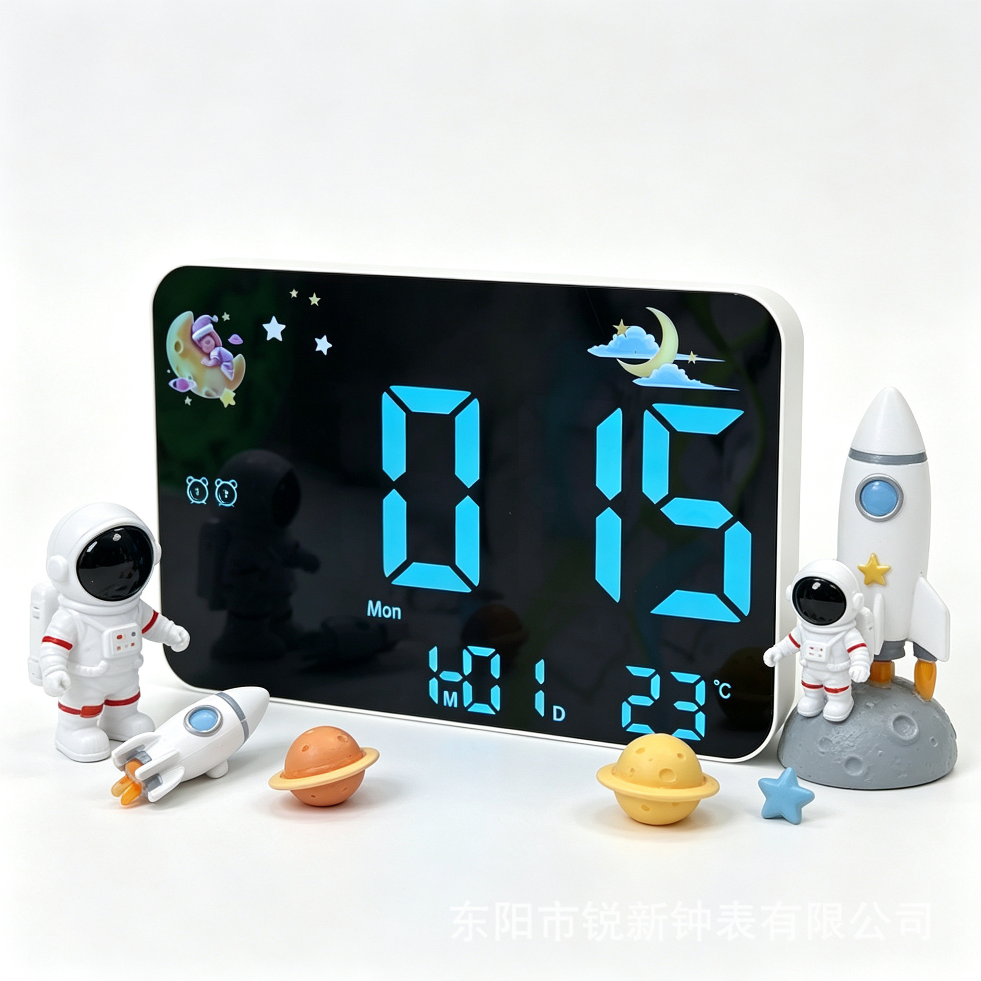 Reloj de espejo creativo más vendido de Amazon, reloj multifuncional con pantalla LED de temperatura, diseño simple con indicador del día de la semana 2715