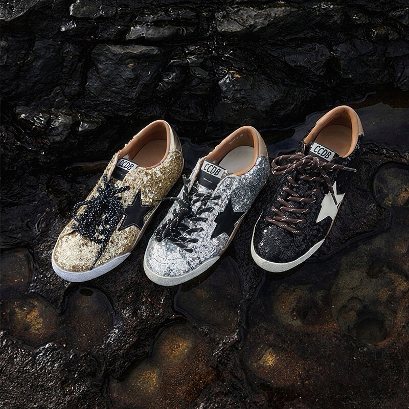 Silver Retro Height-Increasing Sequin German Training Shoes for Women 2026 New Versatile Flat Casual Sports Distressed Star Shoes