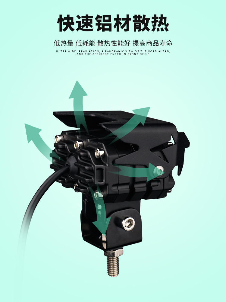 New wide-voltage dual-lens motorcycle spotlight headlamp with white and yellow dual-light LED