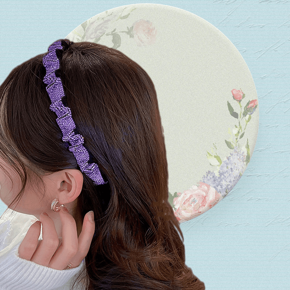 Diadema cuidadosamente seleccionada Diadema de diamantes de imitación Diadema de diamante completo Diadema de color púrpura oscuro 2025 Tocado de temperamento Changchun azul violeta popular accesorios para el cabello