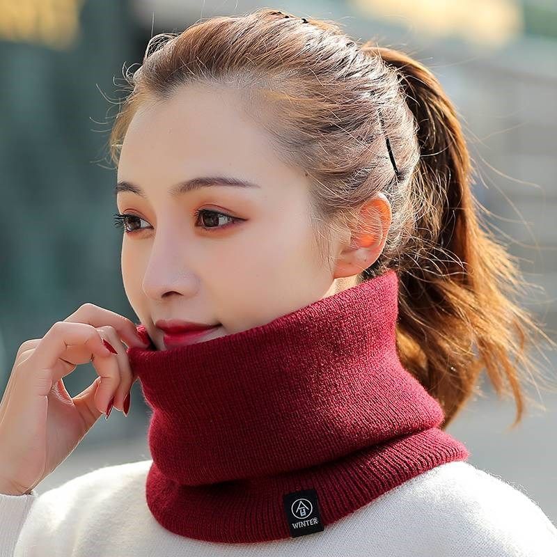 冬季围脖男女加绒加厚围巾保暖脖套骑行面罩毛线套头针织假领护颈