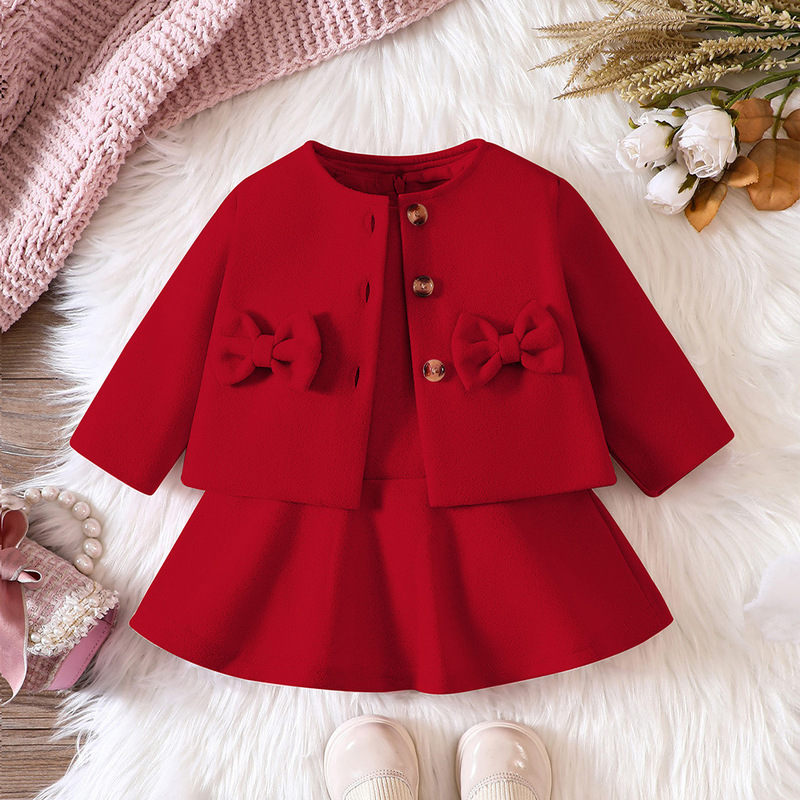 Autumn and Winter New Girls' dress Spring and Autumn suit Women's Baby Foreign Style Fragrant Style suit Girls' Pure Cotton dress