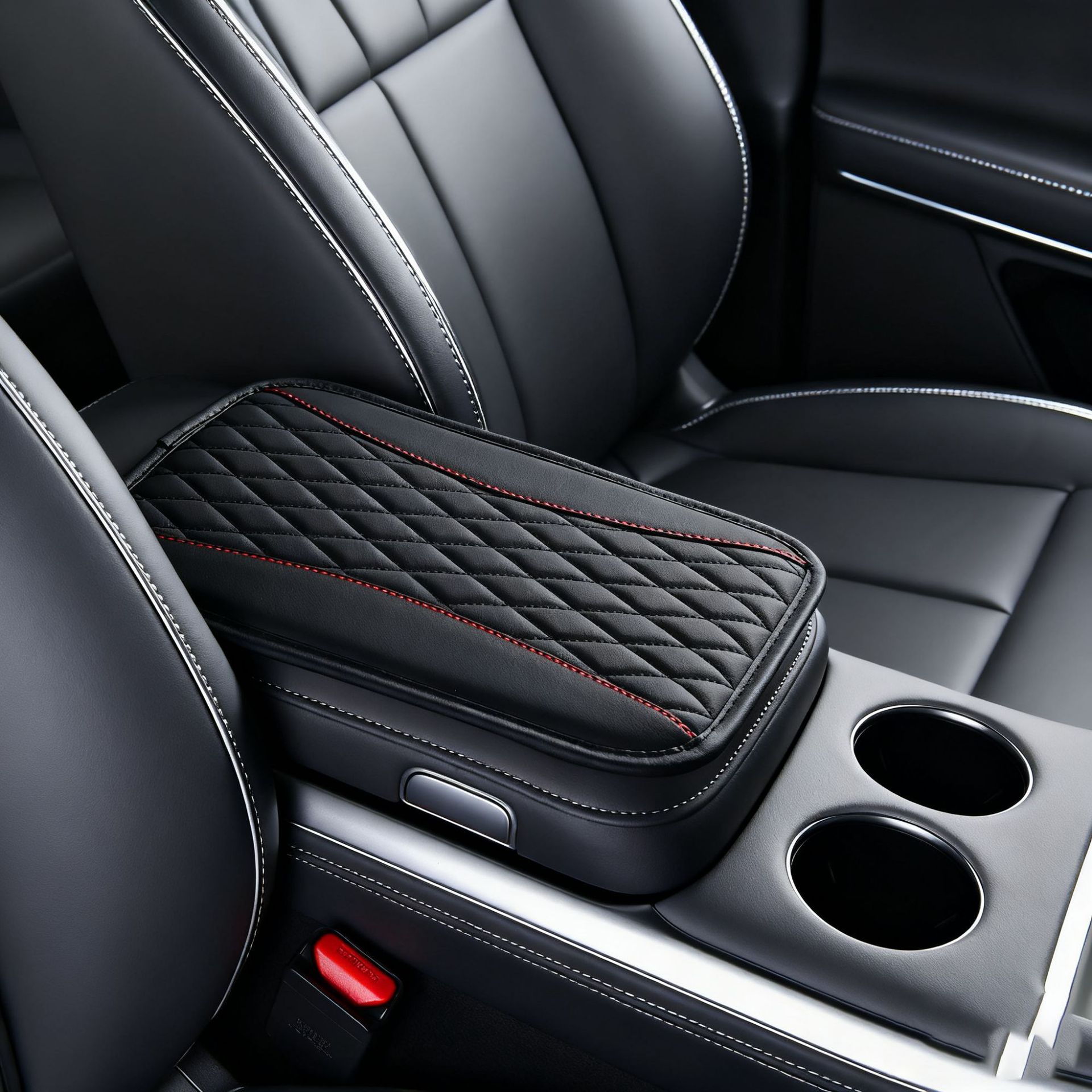 Four Seasons Universal Car Armrest Box Pad Pu Leather Embroidered Bubble Cross-Border Central Armrest Box Pad Wholesale