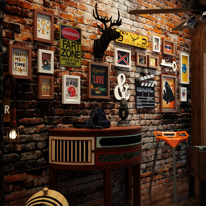 Polymer_2384 Industrial Wind Photo Wall Deer Head Clock Combination Photo Frame Retro Decorative Painting Can Change Photos Polymer_2384 Industrial Wind Photo Wall Deer Head Clock Combination Photo Frame Retro Decorative Painting Can Change Photos
