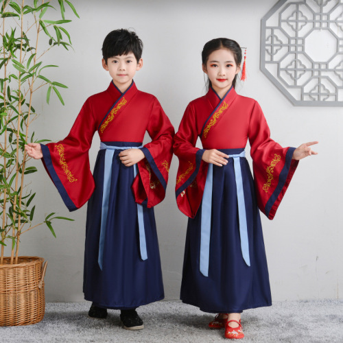 Hanfu girls, primary school students, traditional Chinese school uniforms, boys, ancient costumes, schoolgirls, Chinese style costumes, children's New Year's Day performance costumes, men