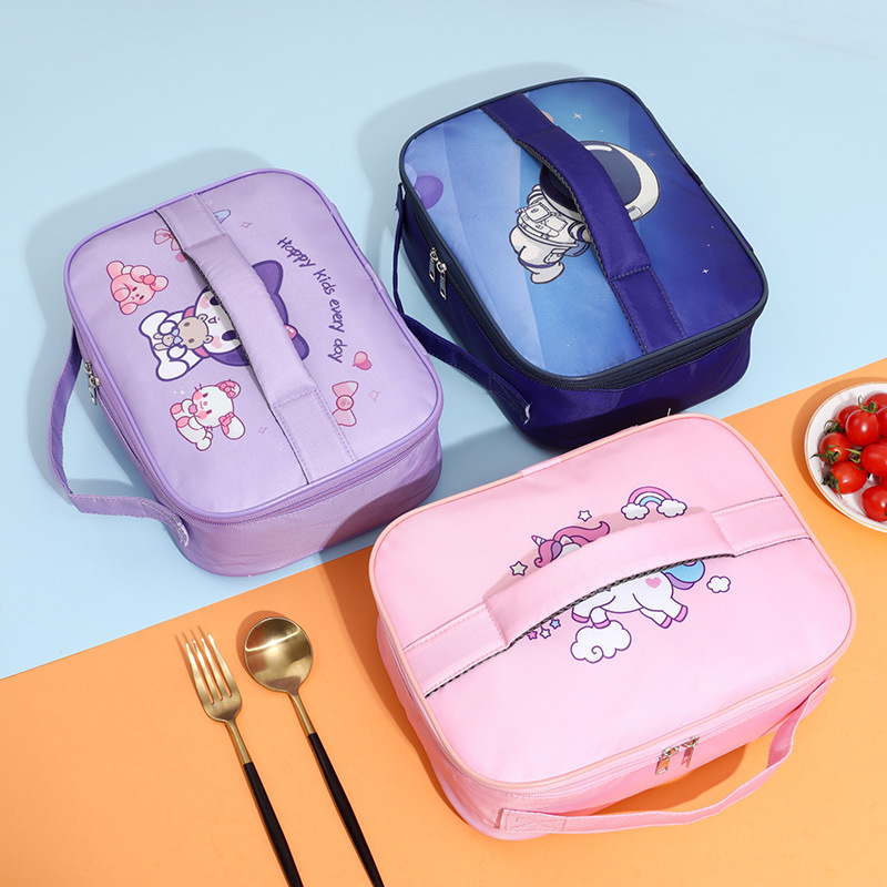 Elementary School Student Lunch Box Insulation Bag Cute Cartoon Waterproof Storage Meal Bag Kidsren's Satchel Lunch Bag Aluminum Foil Thickeneded