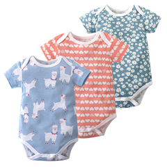 Baby Triangle Diaper Shirt Short Sleeve Bodysuit Casual Crawling Suit Spring and Summer Baby Onesie Children's Clothing
