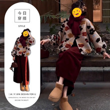 单件/2025冬中国风盘扣时尚大花朵短外套高腰运动裤高级感小洋装