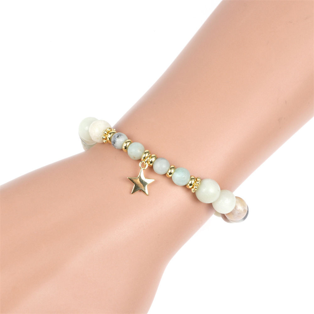 Fashion Pentagram Moon Copper Plating Artificial Gemstones Bracelets Necklace