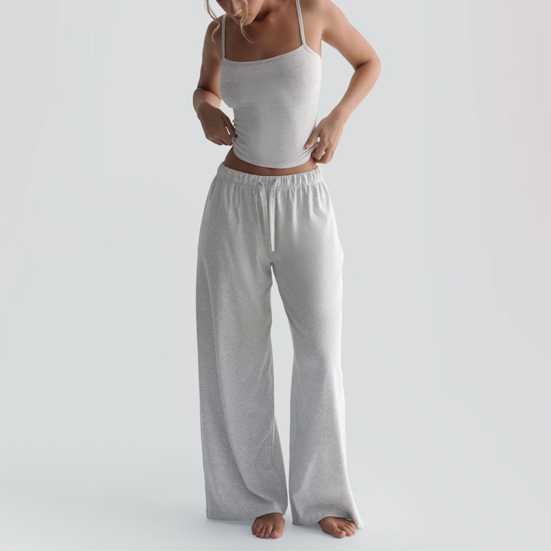 Women's Slim Fit Camisole Vest And Drawstring Trouser Pant Set_voghion.com