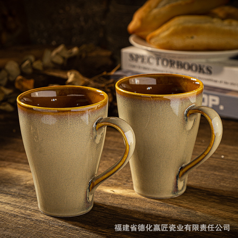 Transfronterizo LICANG Nórdico creativo de cerámica doméstica taza de oficina taza de té taza de desayuno grande cinta esmaltada