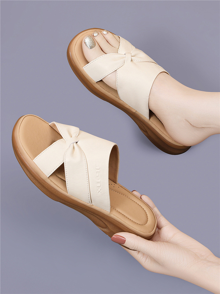 Dép sandal nữ đế dày xỏ ngón tiện lợi phong cách đơn giản cao cấp 2026 — 6054 Màu be, 6054 Da đen chi tiết 7