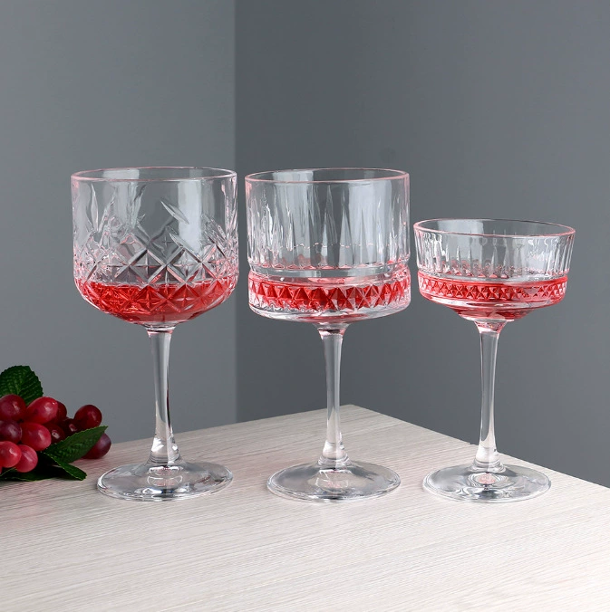 Оптовый производитель стеклянных бокалов для красного вина, высоких бокалов для шампанского и бренди с сетчатым узором, креативных бокалов для вина с гравировкой.