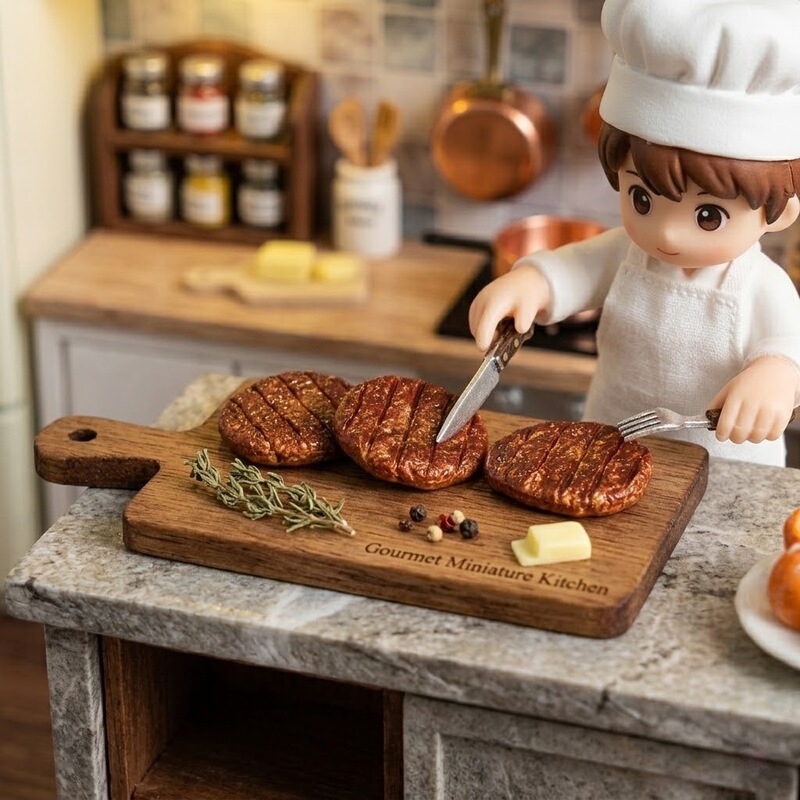 Miniature Realistic Steak Resin Model, Dollhouse Kitchen Decoration, Realistic Food Decoration Miniature Realistic Steak Resin Model, Dollhouse Kitchen Decoration, Realistic Food Decoration