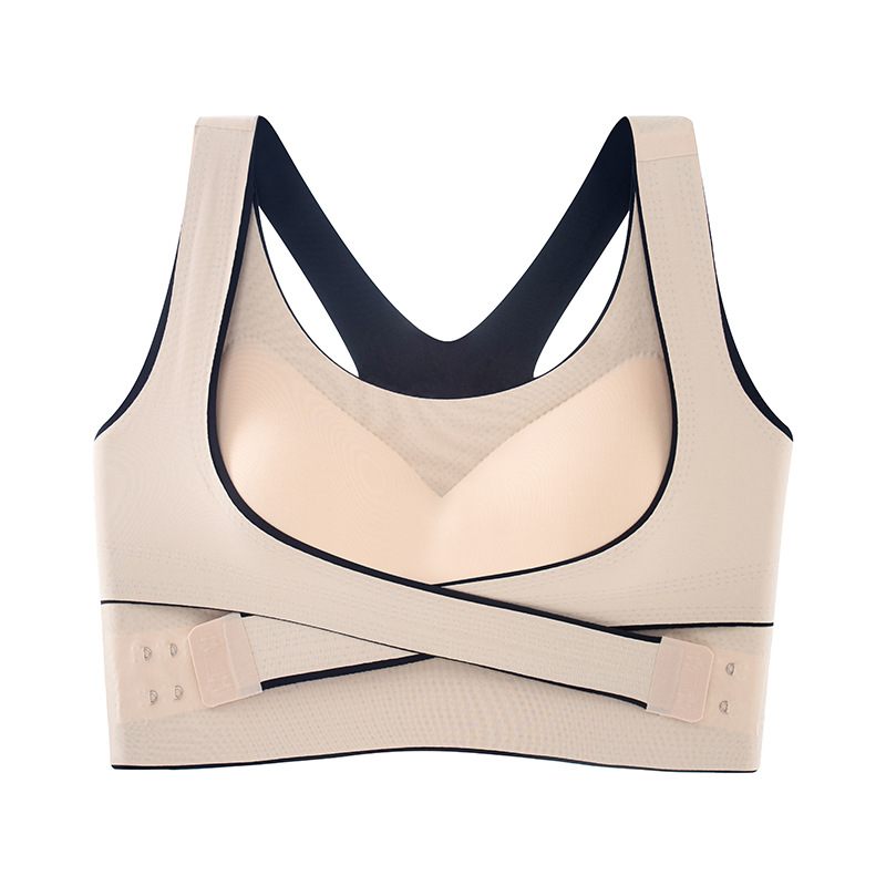 Sports underwear women's front button seamless plus size thin bra no underwire push-up adjustment vest bra women