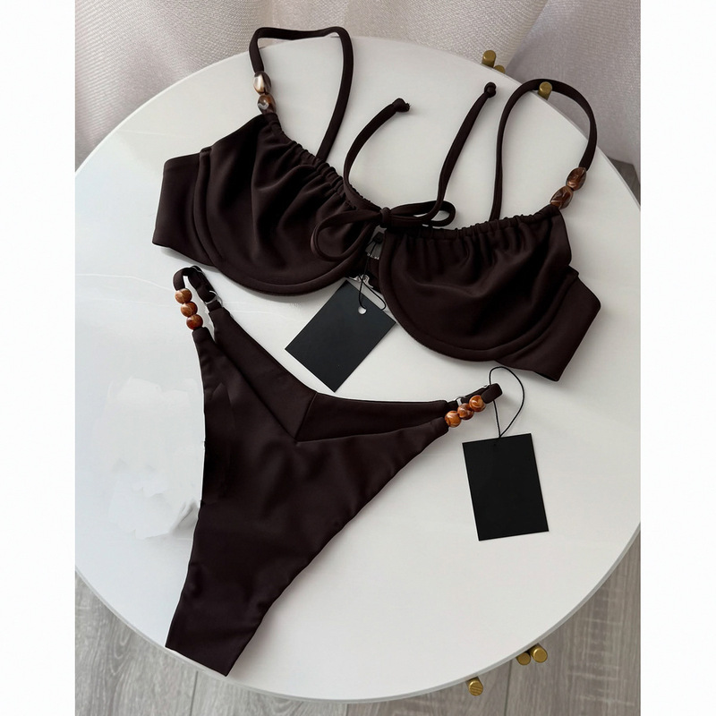 2026 New Style Bikini Sexy European and American Solid Color Bikini Cross-Border Foreign Trade Two-Piece Women's Swimwear Swimsuit for Women
