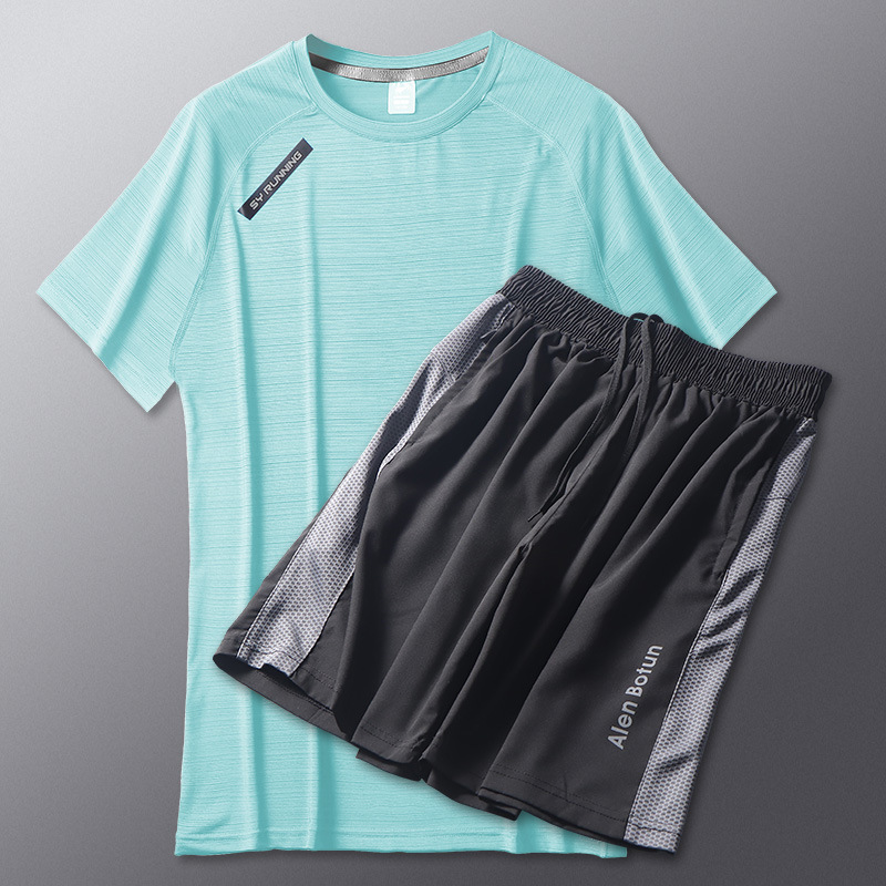 Ropa de fitness para hombres de verano delgada hielo rápido secado ropa de correr suelta juego de baloncesto camiseta transpirable de manga corta