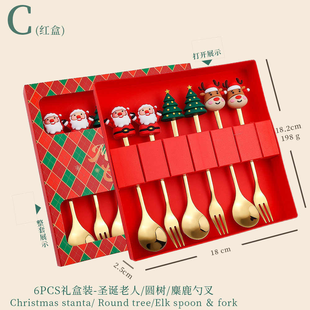 Cucharas nórdicas INS navideñas – cucharas doradas de postre o café de acero inoxidable