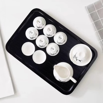 Bandeja de madera rectangular de estilo japonés Bandeja de té rectangular para el hogar Bandeja de juego de té de madera Pastel de frutas Bandeja de madera de dim sum