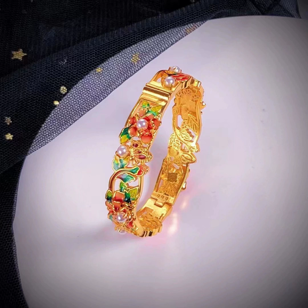 Древний французский Burning Blue Country Sky Fragrant Bracelet Vietnamese Sand Gold Women's Bracelet Copper Gold Plating Glosure Nets