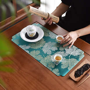 Brocade tea mat small size Zen tea tablecloth jacquard dry bubble table runner incense mat new Chinese waterproof light luxury double-sided tea mat